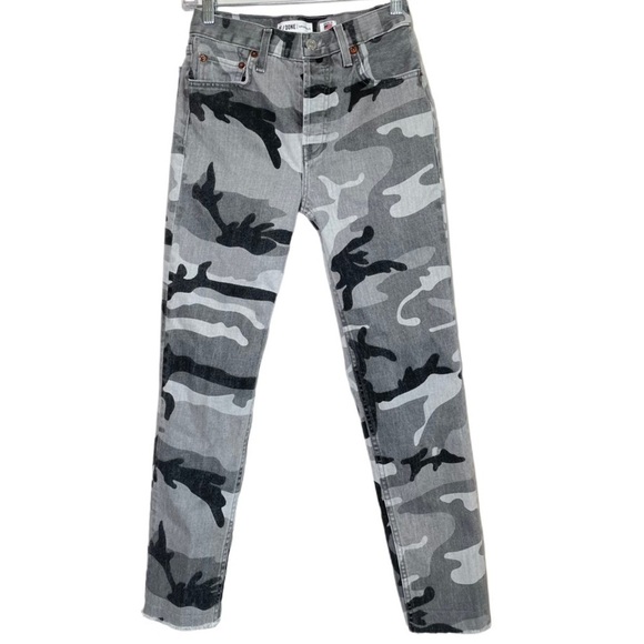 Re/Done Denim - Re/Done Camo High Rise Ankle Crop Stretch Jeans
